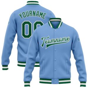 Custom Light Blue Kelly Green White Bomber…