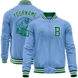 Custom Light Blue Kelly Green White Bomber…