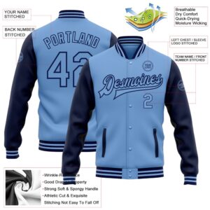 Custom Light Blue Navy Bomber Full Snap Varsity Baseball Jacket Custom Team Jacket 2 igoo7z.jpg
