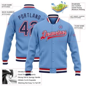 Custom Light Blue Navy White Red Bomber Full Snap Baseball Jacket Custom Team Jacket 2 tjcox2.jpg