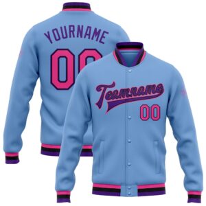 Custom Light Blue Pink Black Purple Bomber…