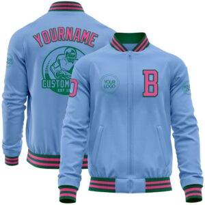 Custom Light Blue Pink Kelly Green Bomber…