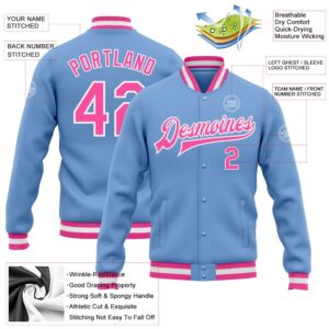 Custom Light Blue Pink White Bomber Full Snap Baseball Jacket Custom Team Jacket 2 ds83n9.jpg