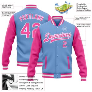 Custom Light Blue Pink White Bomber Full Snap Varsity Baseball Jacket Custom Team Jacket 2 ad5dpz.jpg