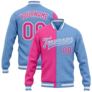 Custom Light Blue Pink White Bomber Full…