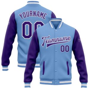 Custom Light Blue Purple White Bomber Full…