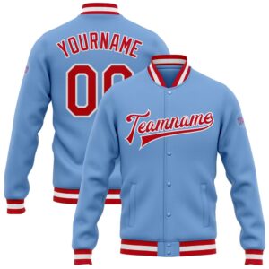 Custom Light Blue Red White Bomber Full…