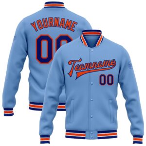 Custom Light Blue Royal Orange Bomber Full…