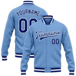 Custom Light Blue Royal White Bomber Full…