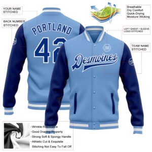 Custom Light Blue Royal White Bomber Full Snap Varsity Baseball Jacket Custom Team Jacket 2 crwctw.jpg