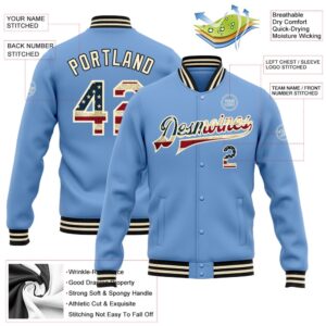 Custom Light Blue Vintage USA Flag Cream Black Bomber Full Snap Baseball Jacket Custom Team Jacket 2 nfkwzc.jpg