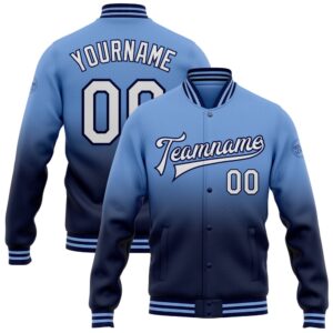 Custom Light Blue White Navy Bomber Full…