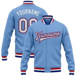 Custom Light Blue White Royal Red Bomber…