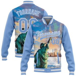 Custom Light Blue White Statue Of Liberty…