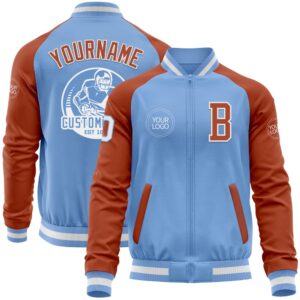 Custom Light Blue White Texas Orange Bomber…