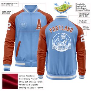 Custom Light Blue White Texas Orange Bomber Varsity Baseball Jacket Custom Team Jacket 2 rrj75h.jpg
