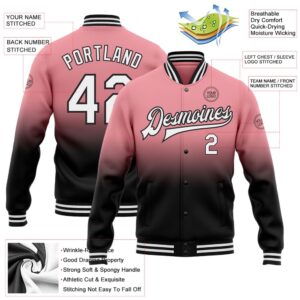 Custom Medium Pink White Black Bomber Full Snap Baseball Jacket Custom Team Jacket 2 jw9dy4.jpg