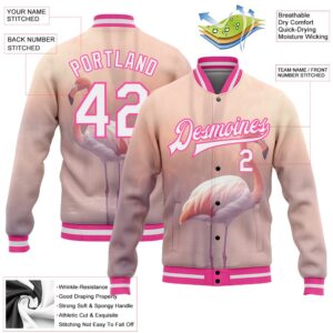 Custom Medium Pink White Pink Flamingo 3D Pattern Design Bomber Full Snap Baseball Jacket Custom Team Jacket 2 jyh0m8.jpg