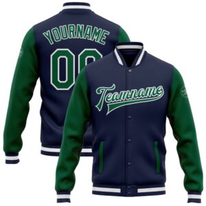 Custom Navy Kelly Green White Bomber Full…