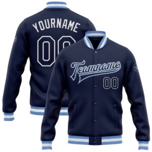 Custom Navy Navy Light Blue Bomber Full…