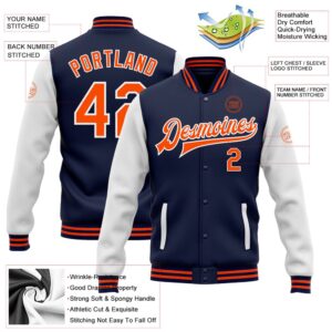 Custom Navy Orange White Bomber Full Snap Varsity Baseball Jacket Custom Team Jacket 2 rqm22n.jpg