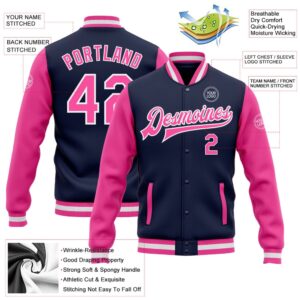 Custom Navy Pink White Bomber Full Snap Varsity Baseball Jacket Custom Team Jacket 2 l3rz8m.jpg