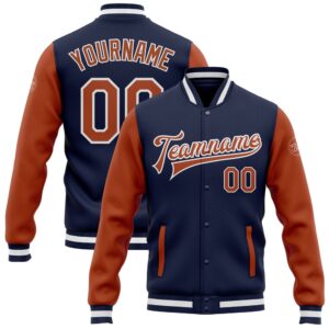 Custom Navy Texas Orange White Bomber Full…