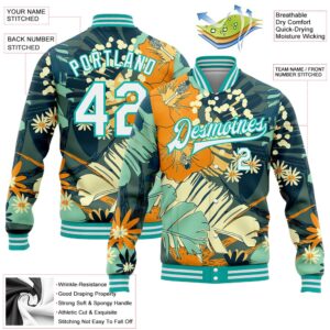 Custom Navy White Aqua Flowers 3D Pattern Design Bomber Full Snap Baseball Jacket Custom Team Jacket 2 k2ngr3.jpg