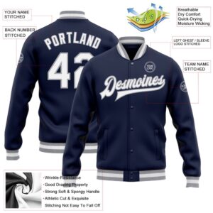 Custom Navy White Gray Bomber Full Snap Baseball Jacket Custom Team Jacket 2 cgufru.jpg