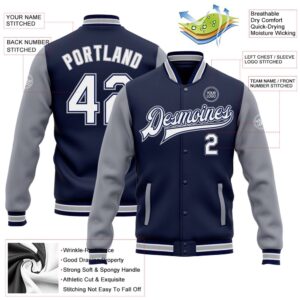 Custom Navy White Gray Bomber Full Snap Varsity Baseball Jacket Custom Team Jacket 2 vhh7hc.jpg