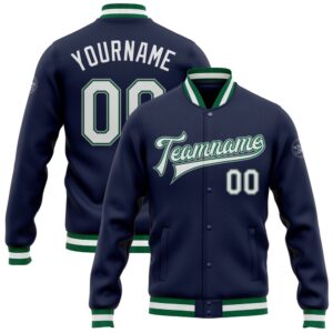 Custom Navy White Kelly Green Gray Bomber…