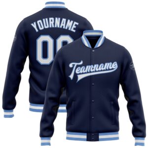 Custom Navy White Light Blue Bomber Full…