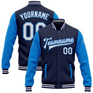 Custom Navy White Powder Blue Bomber Full…