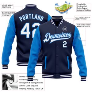 Custom Navy White Powder Blue Bomber Full Snap Varsity Baseball Jacket Custom Team Jacket 2 kqvmau.jpg