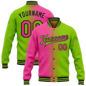 Custom Neon Green Pink Black Bomber Full…