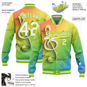 Custom Neon Green White Music Festival 3D Pattern Design Bomber Full Snap Baseball Jacket Custom Team Jacket 2 pmxkas.jpg