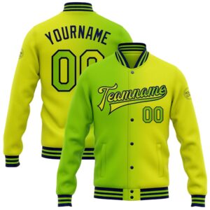 Custom Neon Yellow Neon Green Navy Bomber…