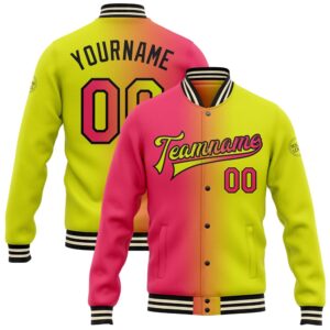 Custom Neon Yellow Neon Pink Black Bomber…