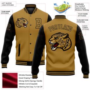 Custom Old Gold Black 3D Pattern Design Bomber Full Snap Baseball Jacket Custom Team Jacket 2 mdolct.jpg