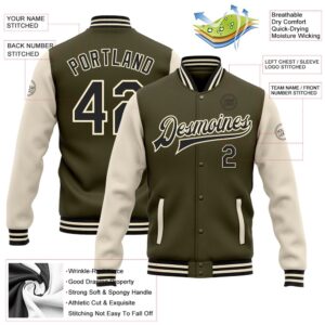 Custom Olive Black Cream Bomber Full Snap Varsity Letterman Two Tone Salute To Service Jacket Custom Team Jacket 2 p4vyev.jpg