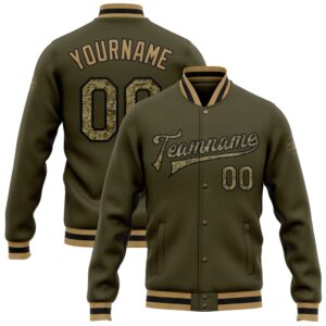 Custom Olive Camo Black Old Gold Bomber…