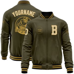 Custom Olive Cream Old Gold Black Bomber…