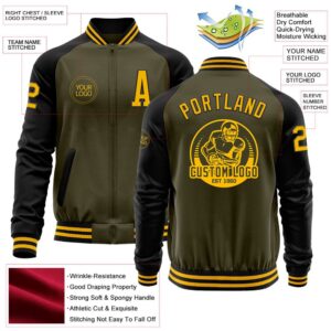 Custom Olive Gold Black Bomber Varsity Letterman Two Tone Salute To Service Zipper Jacket Custom Team Jacket 2 vuexo6.jpg