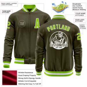 Custom Olive Neon Green White Bomber Varsity Letterman Salute To Service Zipper Jacket Custom Team Jacket 2 hl4jim.jpg