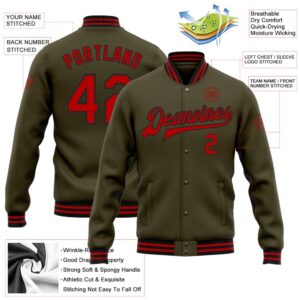 Custom Olive Red Black Bomber Full Snap Varsity Letterman Salute To Service Jacket Custom Team Jacket 2 vzonaz.jpg