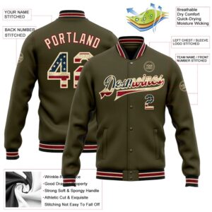 Custom Olive Vintage USA Flag City Cream Black Bomber Full Snap Varsity Letterman Salute To Service Jacket Custom Team Jacket 2 grm7wi.jpg