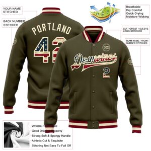 Custom Olive Vintage USA Flag Cream Maroon Bomber Full Snap Varsity Letterman Salute To Service Jacket Custom Team Jacket 2 yujmsn.jpg