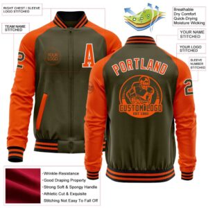 Custom Olive White Orange Bomber Varsity Letterman Two Tone Salute To Service Zipper Jacket Custom Team Jacket 2 yewkti.jpg