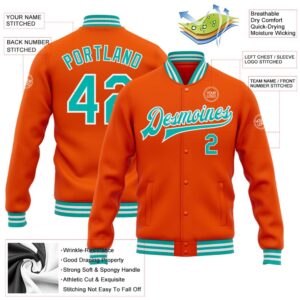 Custom Orange Aqua White Bomber Full Snap Baseball Jacket Custom Team Jacket 2 gab32p.jpg