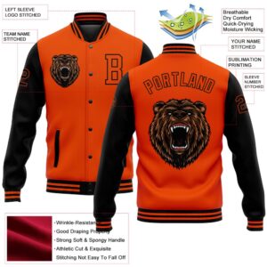Custom Orange Black 3D Pattern Design Bomber Full Snap Baseball Jacket Custom Team Jacket 2 uzqmcg.jpg